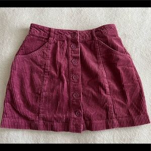 Pink corduroy button up skirt